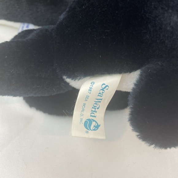 Vtg SeaWorld Orca Killer Whale And Calf 22” Plush Shamu Black Mom & Baby RARE - Picture 6 of 8